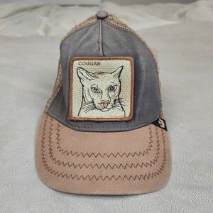 Goorin Bros Cougar Trucker Hat Adjustable Baseball Cap Animal Farm Gray Brown